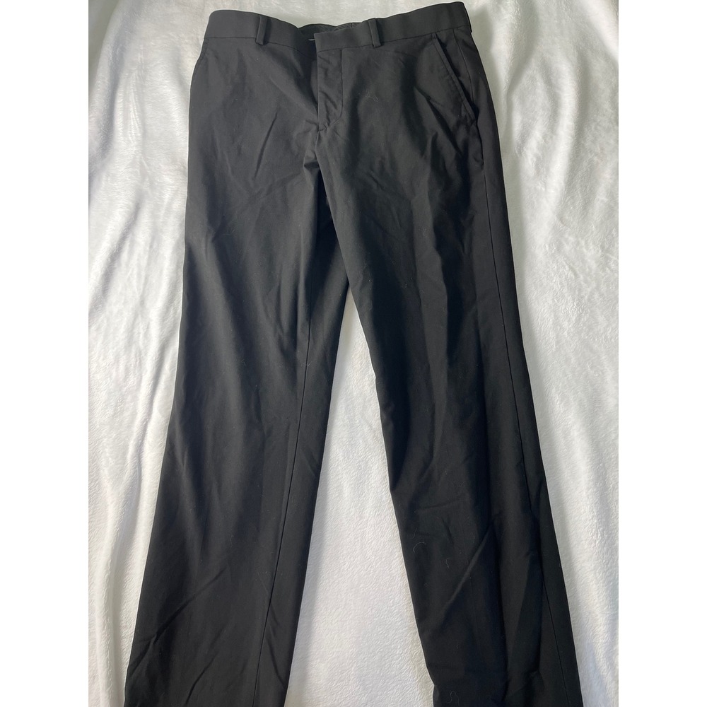 J.Ferrar Mens Slim Fit Dress Pants Black 30x30 Recycled Polyester Blend Trousers